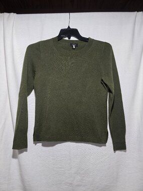 J.Crew Olive Green 100% Cashmere Crewneck Sweater Size S Long Sleeve GUC! Nice!
